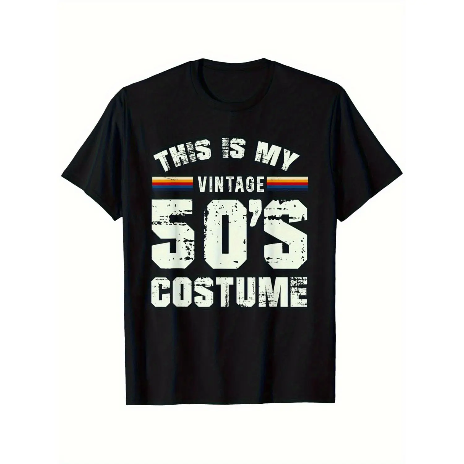 A Men'S Vintage 1950S Style Print T-Shirt - Featuring a Stylish Round Neck, Comfortable Casual Wear, Perfect for Outdoor Parties
