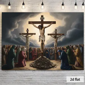 Jesus Crucifixion Tapestry Cross Backdrop Religious Theme Wall Hanging Photography Background Faith Decor for Living Room Bedroom Indoor Outdoor Event Decoration