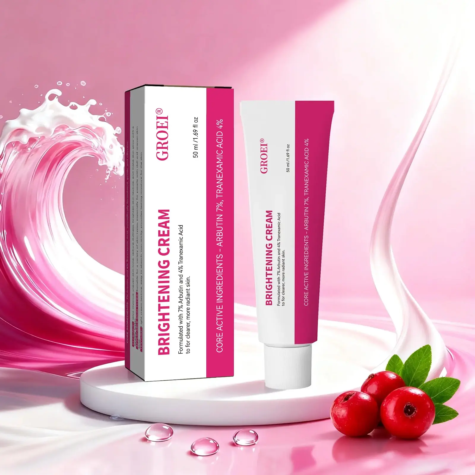 Arbutin 7% + Tranexamic Acid 4% Brightening Moisturizing Facial Cream for Daily Radiant Skin, Reduces Dark Spots & Blemishes with Panthenol & Glycerin, Hydrates & Evens Skin Tone, Korean Skincare, Brightening Products, 50 mL / 1.69 fl oz