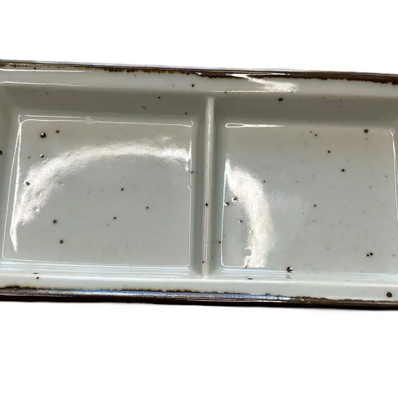 Dansk Brown Mist Divided Sauce Dip RARE - Plate with Divided Design