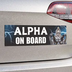 Alpha on Board  Funny Car Magnet, Meme Gift Car Accessory, Gen Z, Cursed, Alpha Male Wolf, Waterproof Car Decor