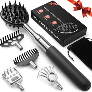 Telescoping Back Scratcher with 5Pcs Detachable Heads,Fathers Day Dad Gifts from Wife Daughter Son,Mens Gifts,Husband, Extendable Back Massager Tool with Beautiful Box