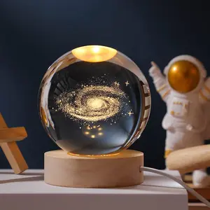 3D Galaxy Globe Crystal Ball, Laser Engraved Planet Model Astronomy Sphere Decor, 2.4" Paperweight Crystal Universe Gifts for Kids, Space Model Collectors