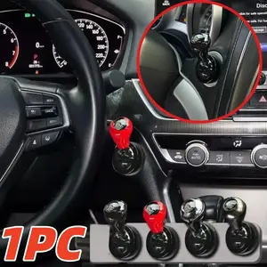 Car Metal Engine Starter Button Decorative Cover, Universal One-Button Start Gear Shift Knob