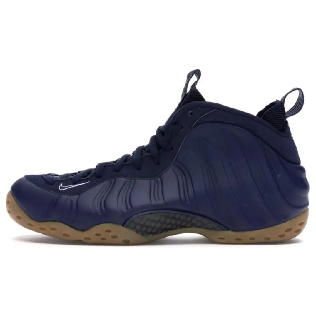 Nike Air Foamposite One Navy Gum Retro Cushioned Durable Mid Top Basketball Shoes Unisex 314996-405
