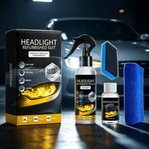 Headlight Restoration Kit, No Sanding, UV Protection, 3-Step Repair, Clears Yellowed, Oxidized, Foggy Lenses, Long-Lasting Shine