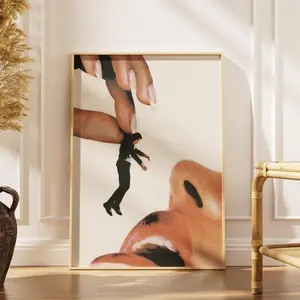 Man Eater Surreal Collage Print, Vintage Lips Poster, Feminine Power Art, Editorial Decor (Unframed)