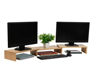 Mind Reader Dual Monitor Stand, Laptop Riser Desktop Organizer