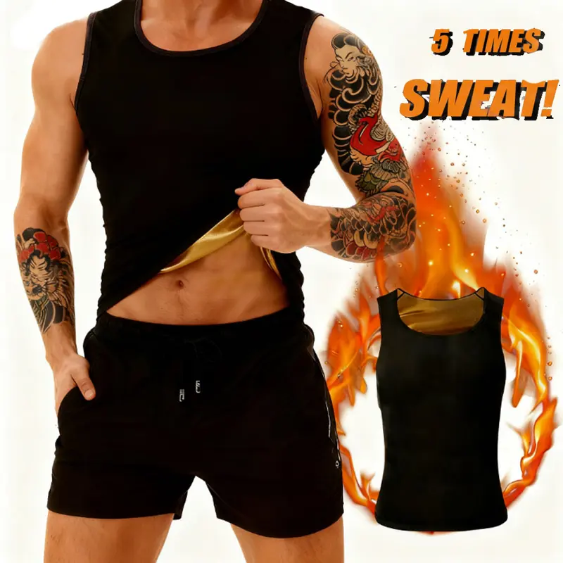 Sauna Vest for Men Waist Trainer, Sleeveless Mens Sweat Sauna Suit Shirt Compression Tank Top