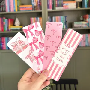 Pink Bow Bookmarks | 2x6 Double Sided Glossy and Matte Finish | Pretty Girls Read, Coquette Bookmarks, Bookish Gift, Cute Aesthetic Bookmark