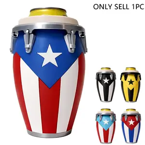 Puerto Rican Flag Conga Style 3D Printed 12oz Standard Size Can Holder, Boricua Caribbean Gift Ready Conga-Style Drum Can Holder Boricua Caribbean Patriotic Beverage Cooler for Standard Cans