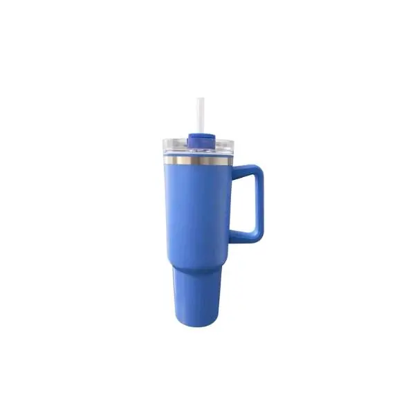 40oz Insulated Tumbler with Handle & Straw Keeps Drinks Cold All Day Blue Travel Mug Drinkware Bottles