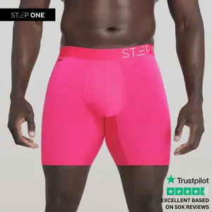 Step One Men's Boxer Brief - Heart Racers, Anti-Chafe, Breathable Bamboo Fabric, UltraGlyde Panels, Hidden Elastic Pouch, Premium Underwear, Athletic Daily wear