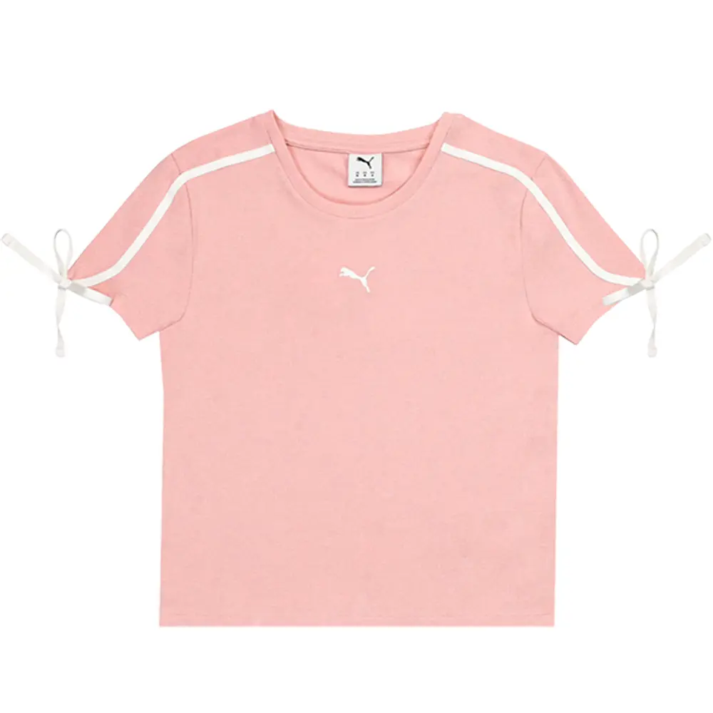 PUMA Womens Modern Delight Slim Fit Crew Neck Short Sleeve Casual Tops Casual - Pink