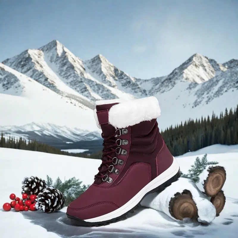 Women's Winter High-Cuffed Casual Chic Knee-High Footwear Boots - Nylon Upper, TPR Sole, Anti-Slip, Warm Wooly Lining, Inner Belt, Anti-Freezing, Thickened, Waterproof, Snow-Proof Winter Hiking Shoes