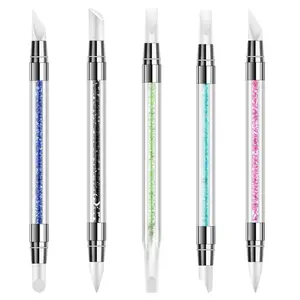 5 Pcs Silicone Nail Tools Dual Tipped Nail Art Sculpture Pen Rhinestone Nail Polish Carving Pen Rubber Tip Nail Brushes Handmade Gifts Diy Kit