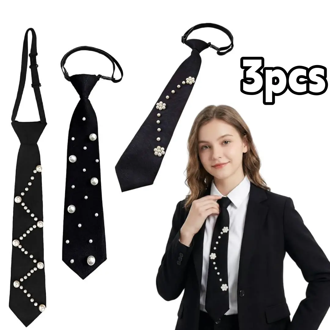 3pcs Rhinestone Fashion Ties - Durable, Easy-to-Care Professional Clothes Accessories for Women - Suitable for School Uniforms, Parties, Concerts, Shirts, Suits