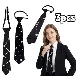 3pcs Fashionable Tie with Rhinestones, Suitable for College Style, Perfect for Shirts And Suits As a Clothing Accessory,Easy-to-care Professional Ties Ladies,Durable men,summerwins