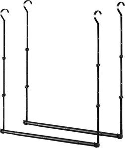 Adjustable 2 Pack Heavy Duty Closet Rods for Hanging Clothes, Double Hanging Space-Saving Closet Extender Bar for Clothing Closet Organizer