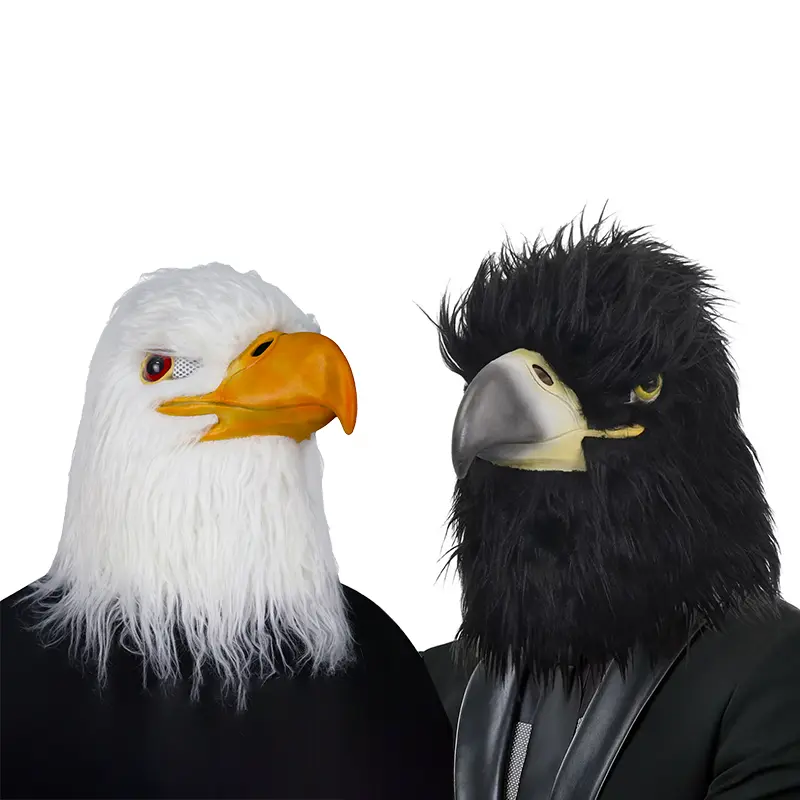 PartyCostume Adult Latex Realistic Look 1-Size Wild Eagle Animal Bird Mask - Hand-Painted White/Black Options, Halloween Cosplay Headgear, Carnival Party Accessories