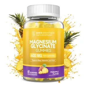 Magnesium Glycinate Gummies - Magnesium Gummies for Adults, Supports Sleep, Relaxation & Focus, Non-GMO, Gluten-Free, Pineapple Magnesium Glycinate Gummies, Pineapple Magnesium Gummies, Pineapple Flavour, 60 Count gum