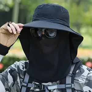 Summer Wide Brim Sun Hat for Outdoor Activities. UPF 50+ Protection. Breathable & Lightweight for Fishing, Beach, Hiking, Camping, and Cycling. Adjustable Chin Strap for Windy Conditions. Foldable & Packable for Travel. bucket hat-solar neck flap, Adjusta
