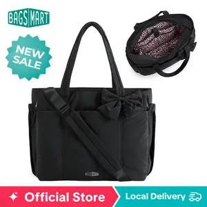 【NEW IN】BAGSMART Cute Puffer Tote Bag, Multiple Floral Print Exterior & Interior Styles, 14L/20L Lightweight Multifunctional Portable Bag & Laptop Shoulder Handbag for Work, Travel, School & Mom Use