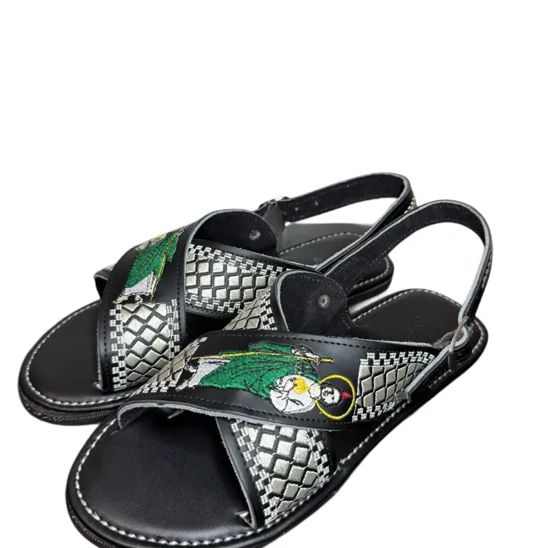Huarache de San Judas/Crossed Sandals Embroidered San Juditas Tire Sole Natural Leather Comfortable & Durable Summer Footwear