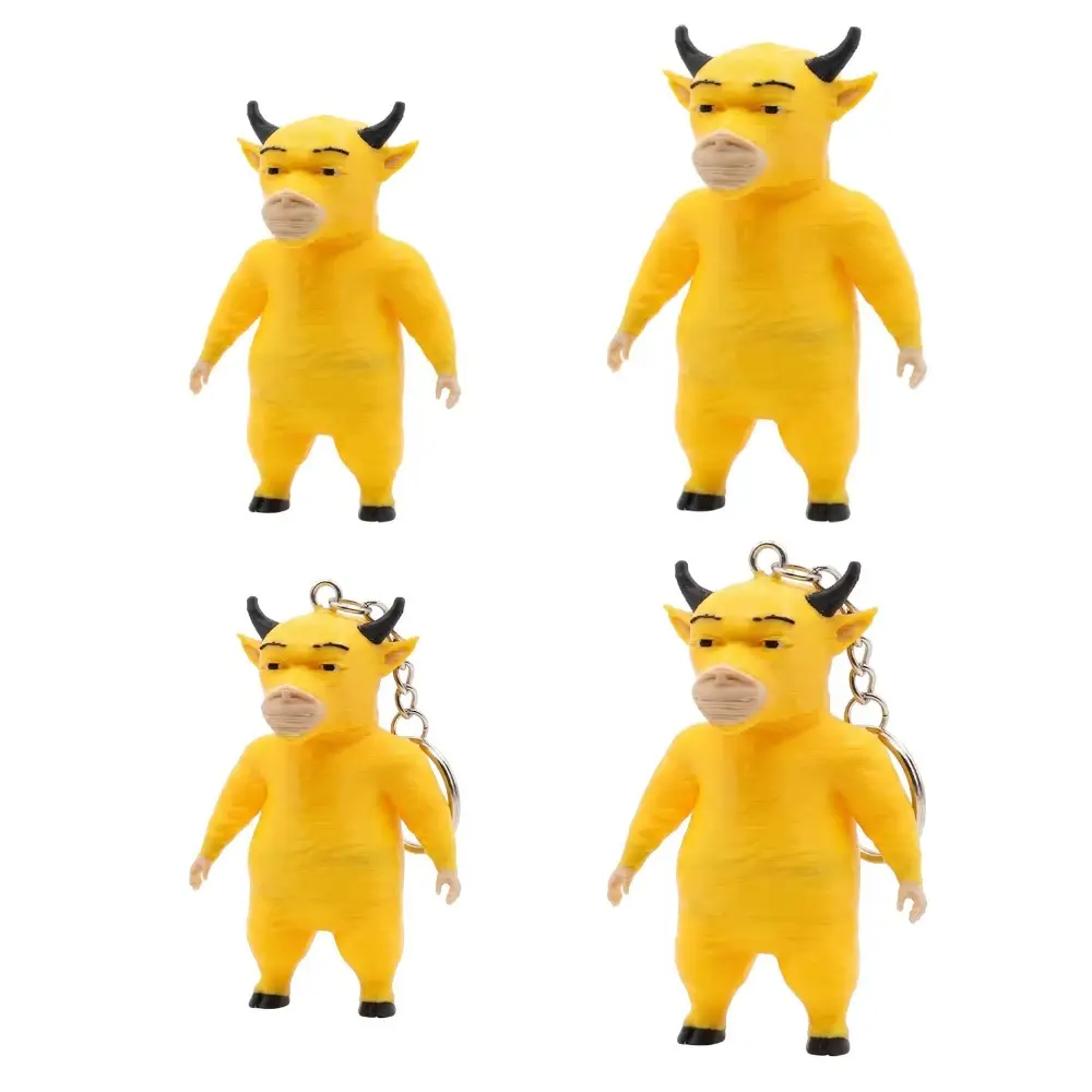 NiuLai Abstract Film Keychain Cartoon Cow Figurine Collectible Statue Niu Lai Standing Sign Figurine Standee Model Decor