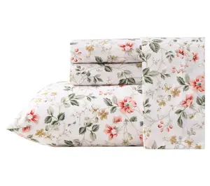Laura Ashley Meadow Floral Gold Cotton Percale Twin Sheet Set