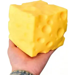 Yellow Cheese Squeeze Toy, Soft Cheese Squishy Toy, Rebounding Sensory,Help for Relax,Focus,Soft Flexible Elastic Rubber Sensory Cheese for & Adults, Stress Balls for Adults (4 inches)