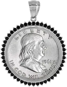 Sterling Silver Cubic Zirconia Half Dollar Bezel CZ Halo for 30mm 50 Cent Coin