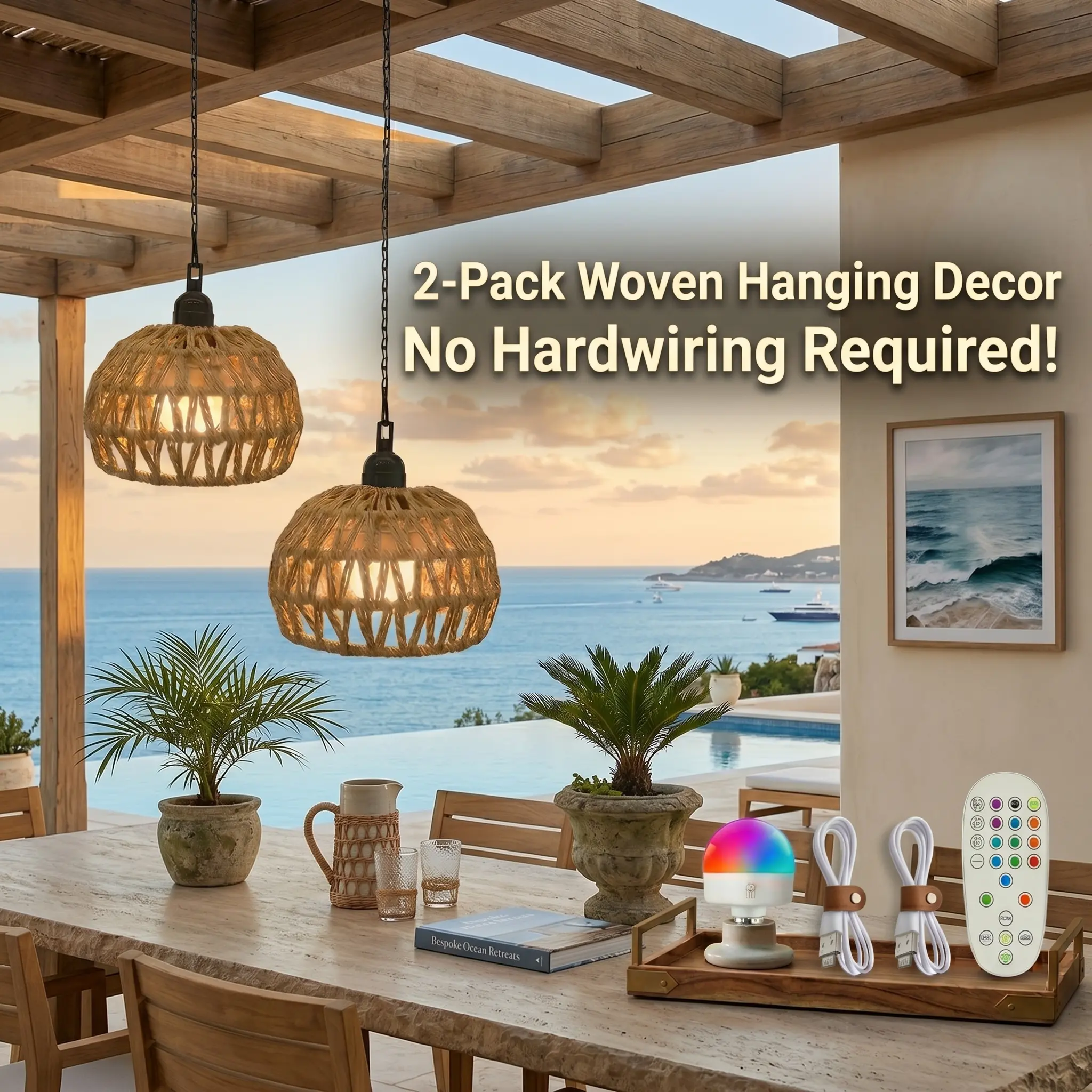 Wireless Outdoor Hanging Light for Patio, Balcony & Garden – No Tools Needed, Remote Control LED Lamp Wireless Outdoor Hanging Light for Patio, Balcony & Garden – No Tools Needed, Remote Control LED Lamp