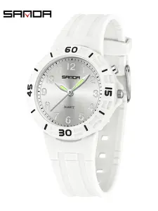 Three Peak Quartz Watch, Fashionable Waterproof Silicone Band, Analog Display, Casual Style, All-Season Wear, Japan Movement, Lithium Button Cell