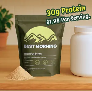 Best Morning Mocha Latte Protein Mushroom Coffee - 30 Servings, 30g Protein, Arabica Coffee, 6.4 oz Bag, US Beverage