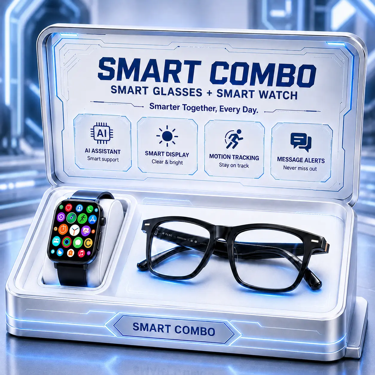 AI Smart Bluetooth Glasses - Wearable Device with 160+ Language Translation, Open-Ear HiFi Audio, Polarized Lenses, Free Smart Watch Gift Bundle wireless outdoor sport headset，No Gift Box