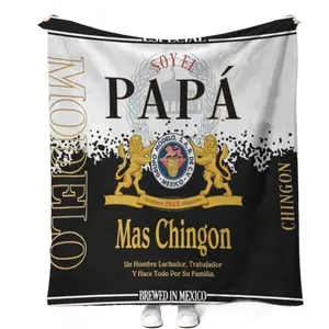 Soft Funny Throw Blanket, M-odelo Beer Blanket, Gift For Dad, Mexican Beer “Soy El Papa” Blanket, Comfortable Warm Napping Throw For Home Bedroom Decor, Father’S Day Christmas Xmas Gift