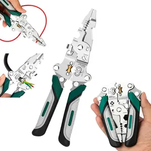 10 in 1 SEEVOLX Foldable Wire Stripper Crimper, Multifunctional Electrical Cable Stripping Cutting Plier Tool, All-in-One Wire Twister Splitter, Perfect Gift for Dad garage use