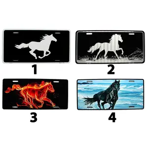 Mustangg Horse Fiery Horse Metal Novelty Car License Plate Auto Tag