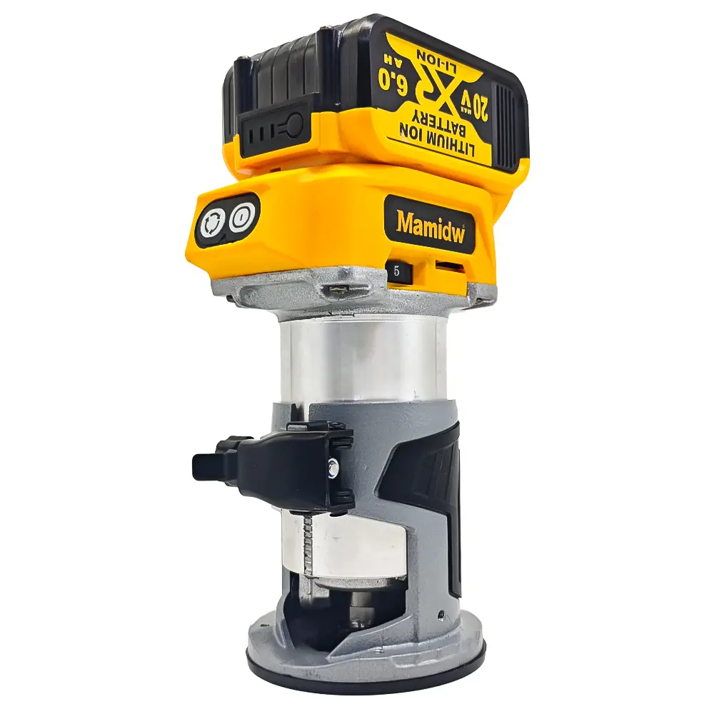 Cordless Compact Wood Router (No Battery) - DeWalt 20V Max Compatible, 5-Speed Adjustment, Quick Change Milling Cutters, Rubber Grip, Metal Construction, Precision Scale, Ergonomic Design, Enhances Accuracy