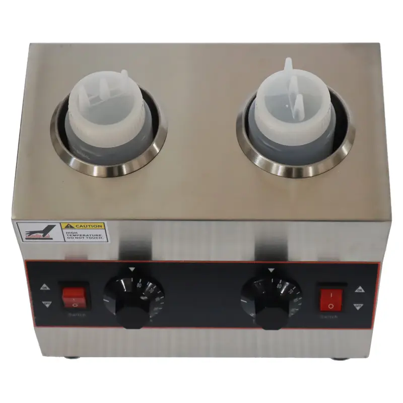 Yokoma 2 Pot Electric Sauce Warmer Electric Food Sauce Warmer Heater Cheese Dispenser Jam Heat 110V Heating Chocolate Sauce,Jam, and Various Sauces