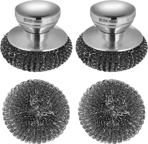 [New Deal] 2Pack Steel Wool Scrubber Set, Stainless Steel Scrubber for Cleaning Dishes, Cast Iron, Stock Pots, Pans, Griddles, Grills Exfoliating Mesh Sponge