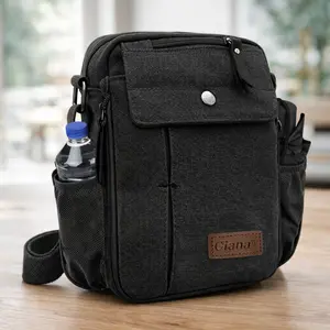 Large Crossbody Sling Bag Canvas Adjustable Strap Multi-Pocket Lightweight Everyday Carry Travel Shoulder Bag