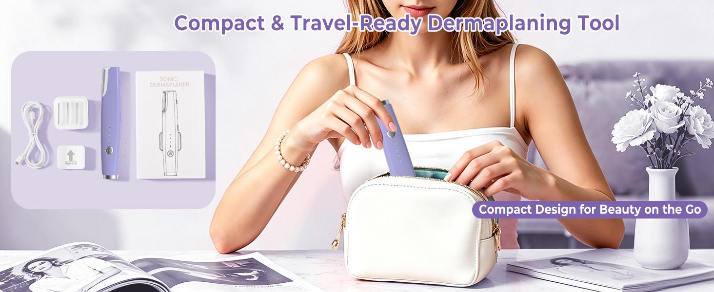 Purple Sonic Dermaplaning Tool for Women, 3-Speed Facial Hair Remover with LED Light, Rechargeable Face Shaver for Peach Fuzz Removal & Gentle Exfoliation, Portable Skincare Tool with Replaceable Blades Purple Sonic Dermaplaning Tool for Women, 3-Speed Facial Hair Remover with LED Light, Rechargeable Face Shaver for Peach Fuzz Removal & Gentle Exfoliation, Portable Skincare Tool with Replaceable Blades