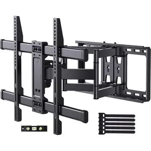 MountFTV Full Motion TV Wall Mount Bracket, Swivel Articulating TV Mount, Fits for 37-90 inch 4K Flat Curved TVs, Holds up to 132 lbs, Max 600x400mm,Fits 8″/12″/16″ Wood Studs
