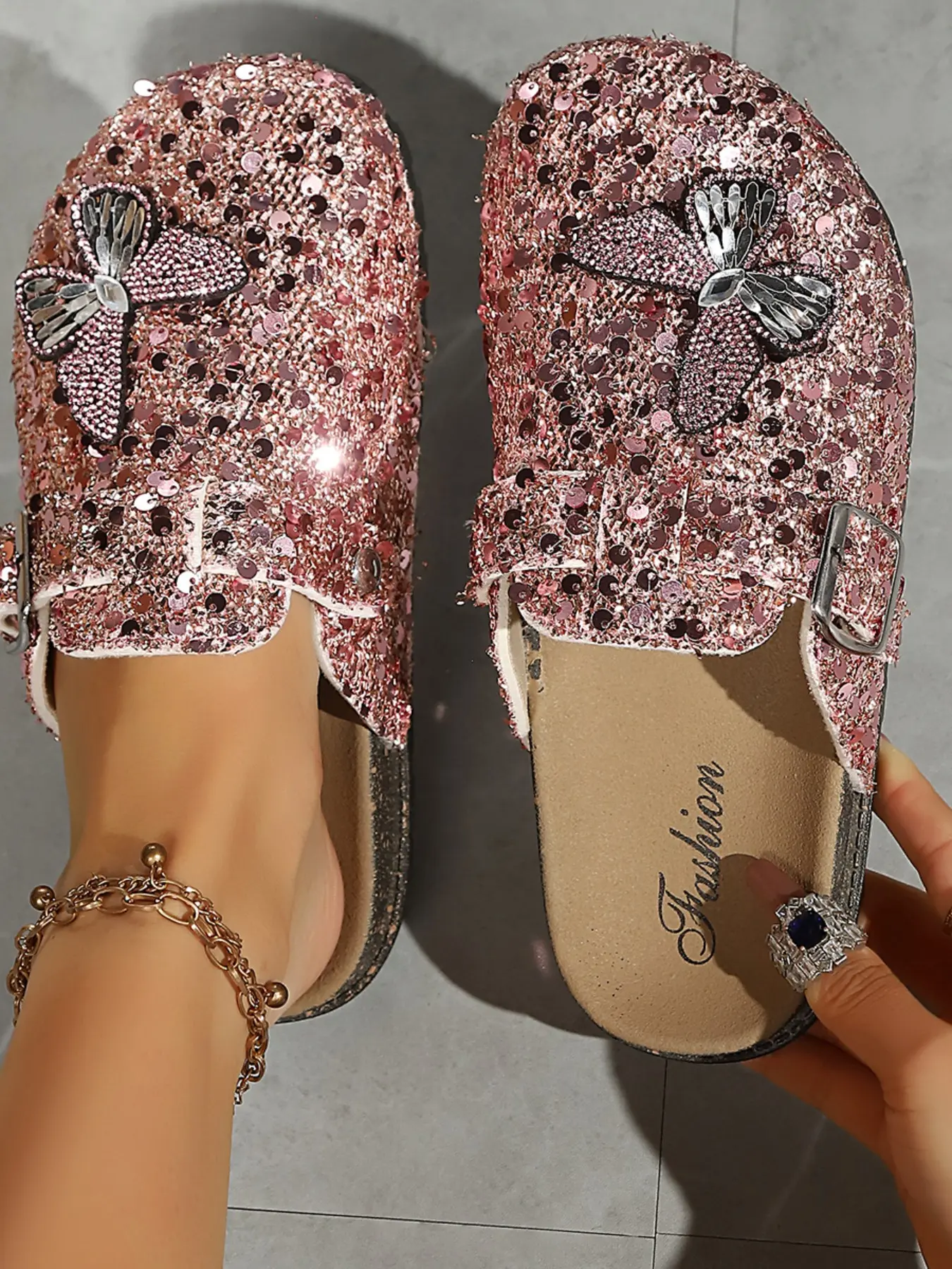 Rhinestone Bow Slip-On Shoes, Anti-Slip Durable Soft Rubber Sole, Daily Commute Versatile Design, Comfortable Footwear for Everyday Use