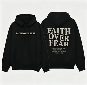 Faith Over Fear Christian Hoodie, Christian Sweatshirt, Jesus Hoodie, Trendy Hoodie, Bible Verse Sweater, Aesthetic Clothes, Aesthetic Hoodie Casual Comfy Pullover