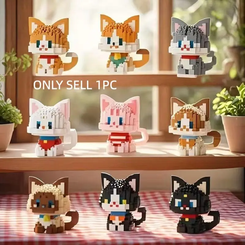 500+pcs Pet Cat Building Blocks Kit, Nano Blocks, Cute Cartoon Animal Models, Fashion Assembly Toy, Creative Gift for Adults, Home and Office Decor, Multiple Styles Available, Brick, Block Figures, Building Block Sets