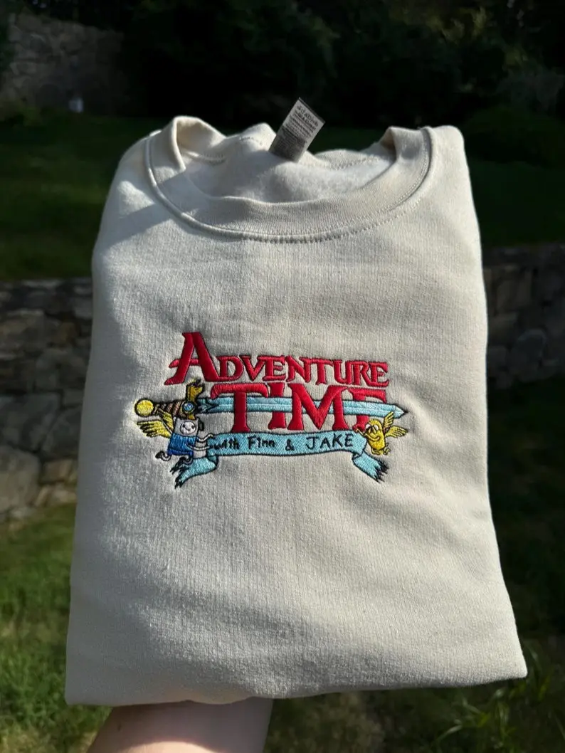Vintage Adventure Time Hoodie/Sweatshirt – Embroidery Cartoon Crewneck Gift for Fans