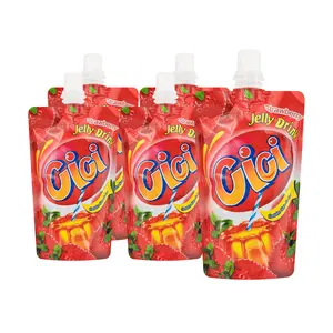 STRONGFOOD CICI Strawberry Jelly Drink with Real Coconut Jelly Bits & Fruit Juice - 5 Pack (150g Each) - Refreshing Snack